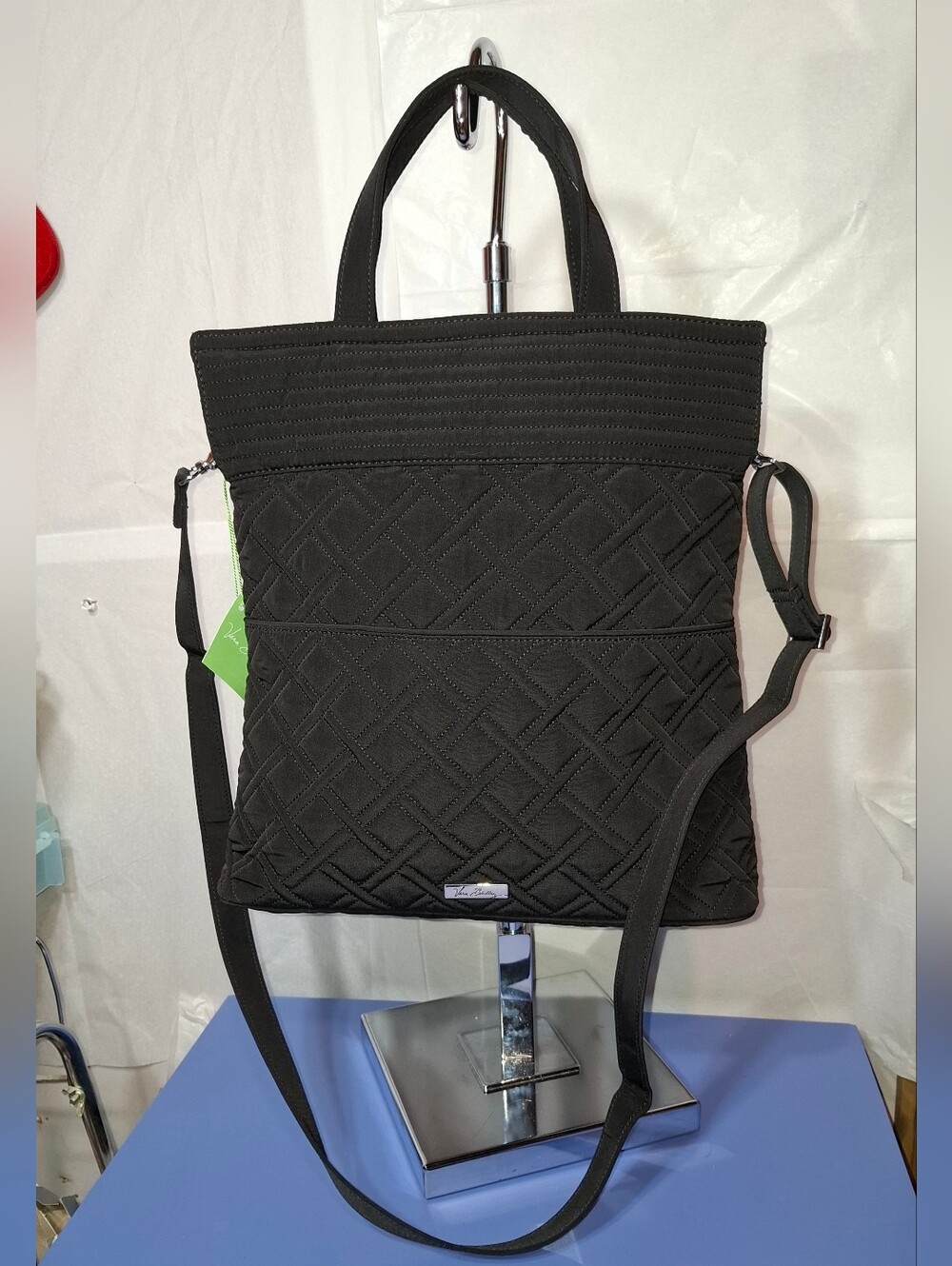 Vera Bradley Black Quilted Convertible Crossbody Tote- NWT